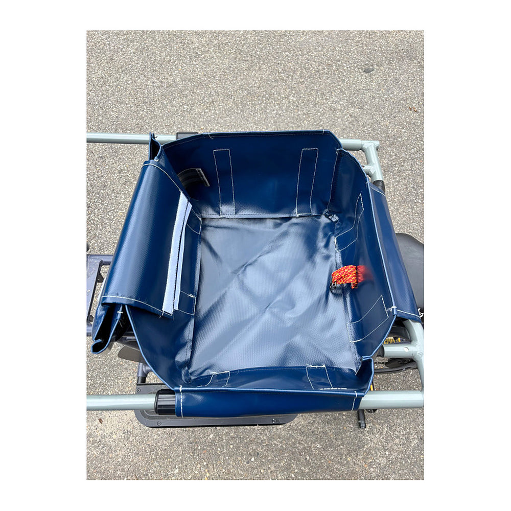 Bac arrière vélo longtail Suzon & Suzette - Bacatail 70 L – Bleu – le bac replie sur le rack