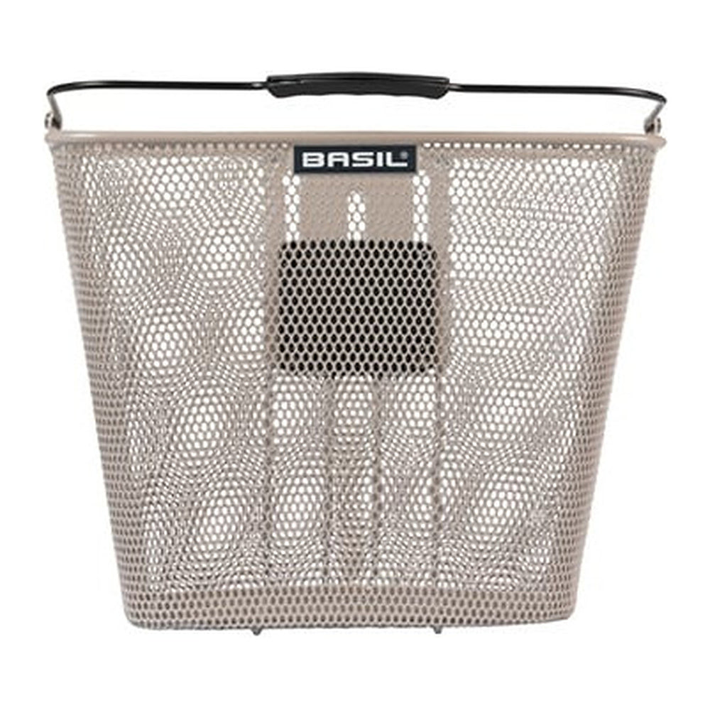 Panier avant vélo Basil Bilbao – nude metallic plaque KF – le panier vu de trois quarts