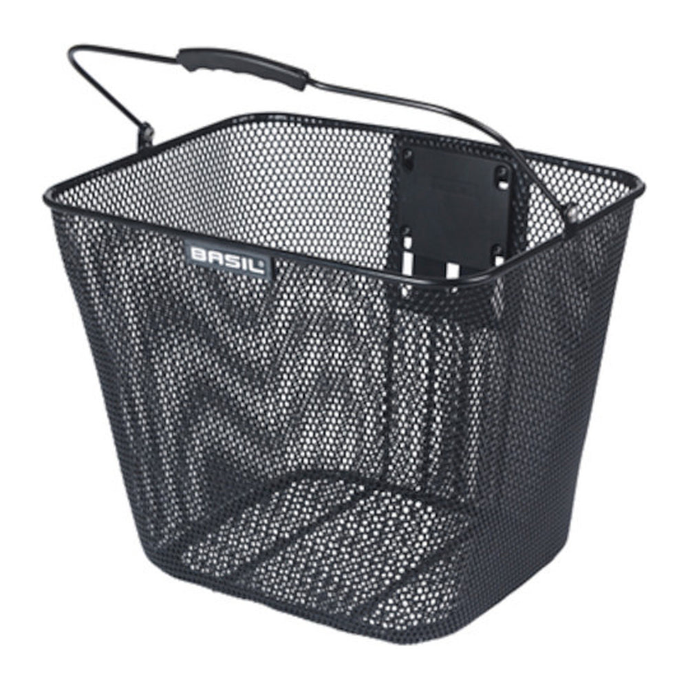 Panier avant vélo Basil Bilbao – nude metallic plaque KF – le panier monte sur le guidon