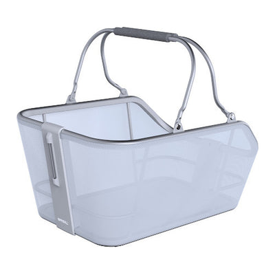 Panier arrière vélo Basil Cento Tech Fiber Nordlicht MIK 21 L – Bleu argent – le panier Cento Tech Fiber Nordlicht bleu argent, de face