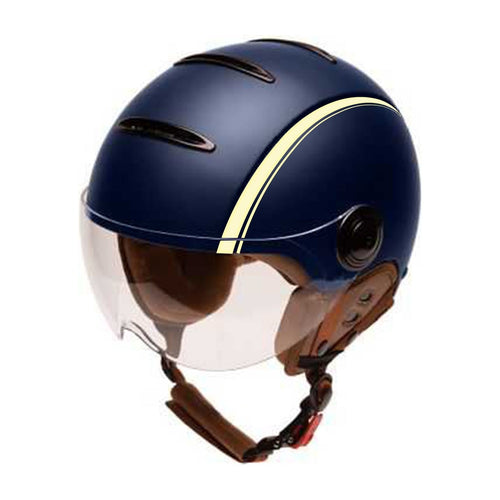 Casque Mârkö Tandem Light Paname bleu mat, vue de trois quarts avant