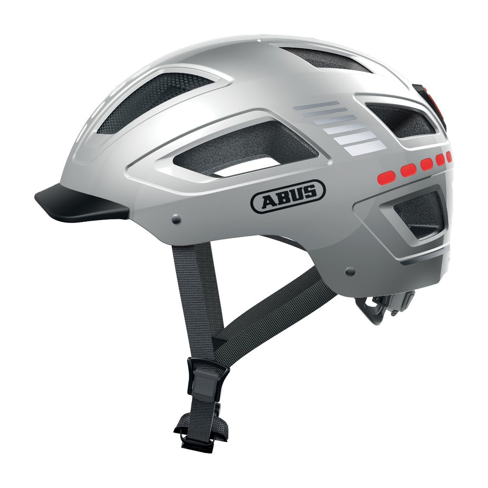 Casque vélo urbain Abus Hyban 2.0 LED Signal Silver