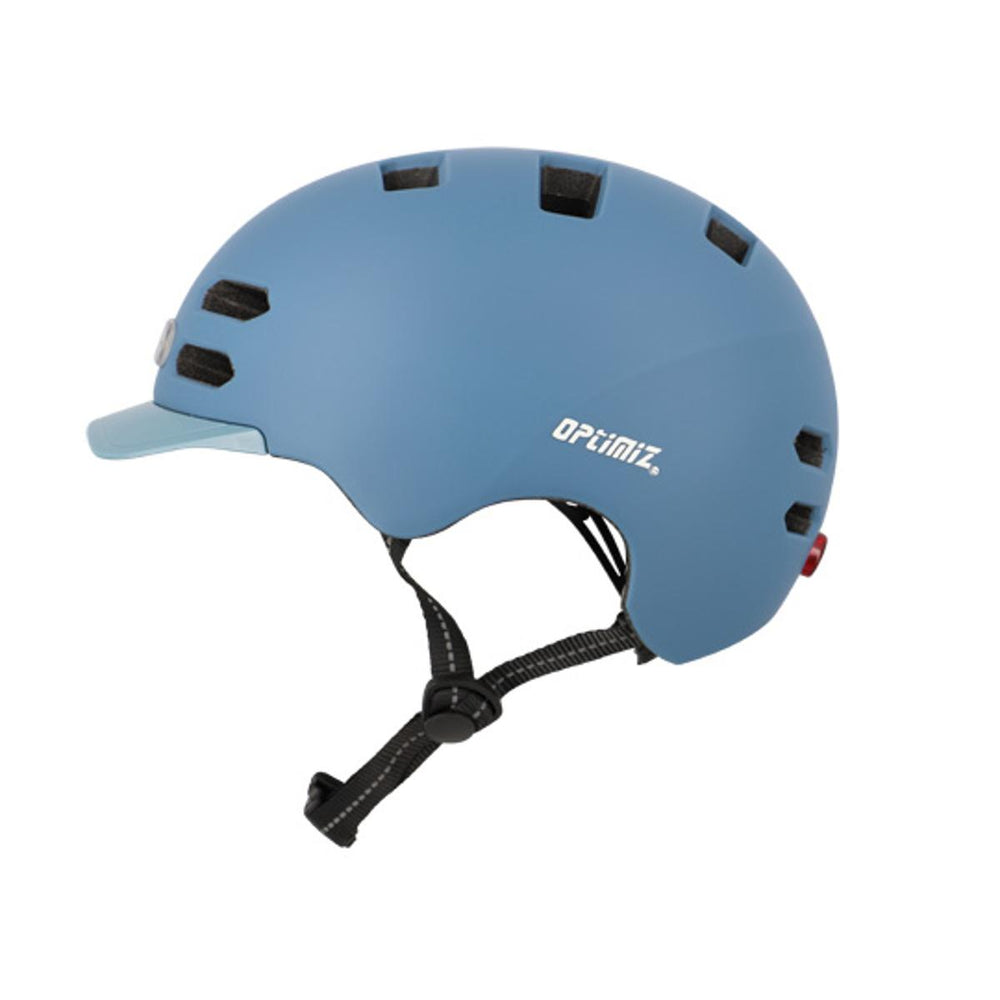 Casque vélo urbain Optimiz O374 à éclairage avant et arrière - Bleu Mat