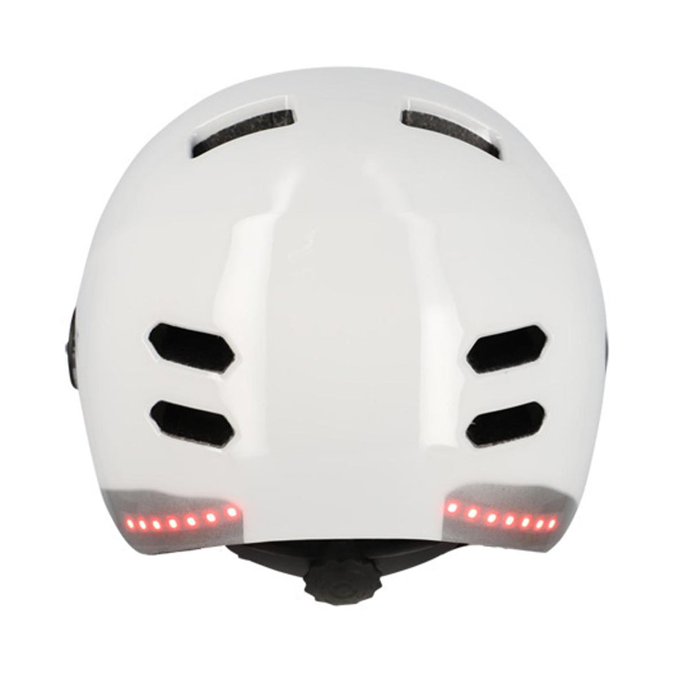 Casque vélo urbain Optimiz O394 à clignotants - Blanc Brillant