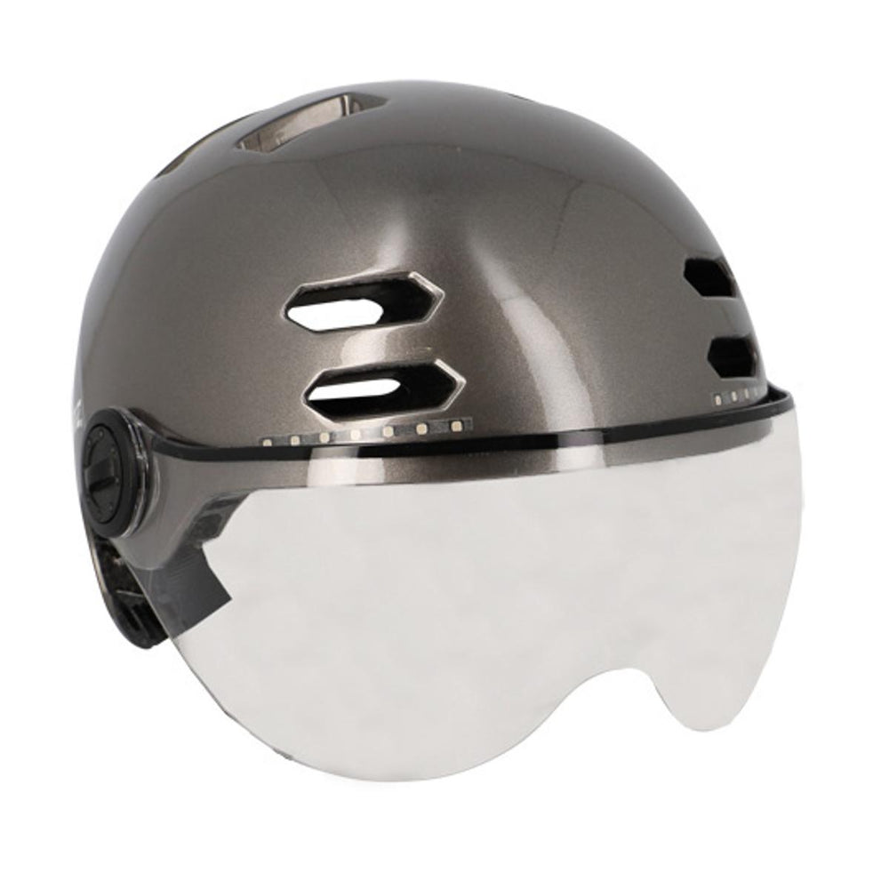 Casque vélo urbain Optimiz O394 à clignotants - Gris Brillant