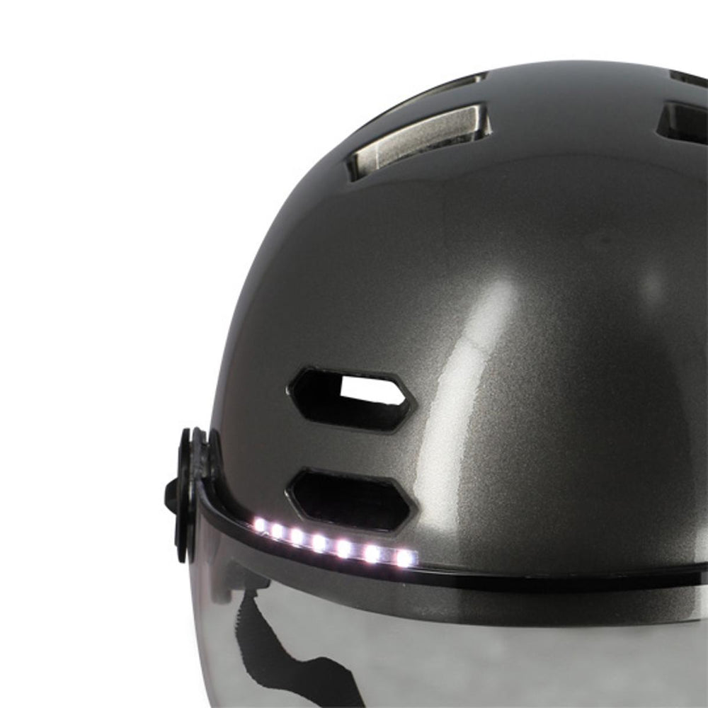 Casque vélo urbain Optimiz O394 à clignotants - Gris Brillant