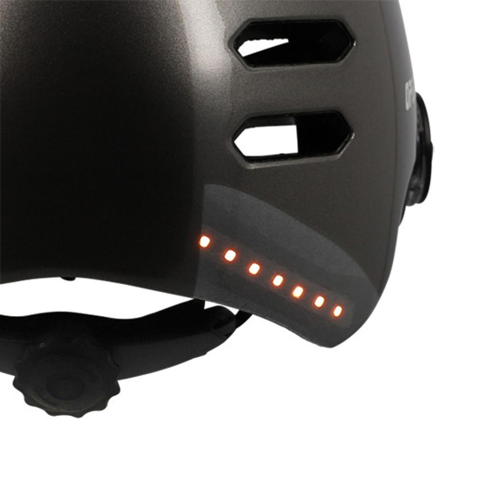 Casque vélo urbain Optimiz O394 à clignotants - Gris Brillant