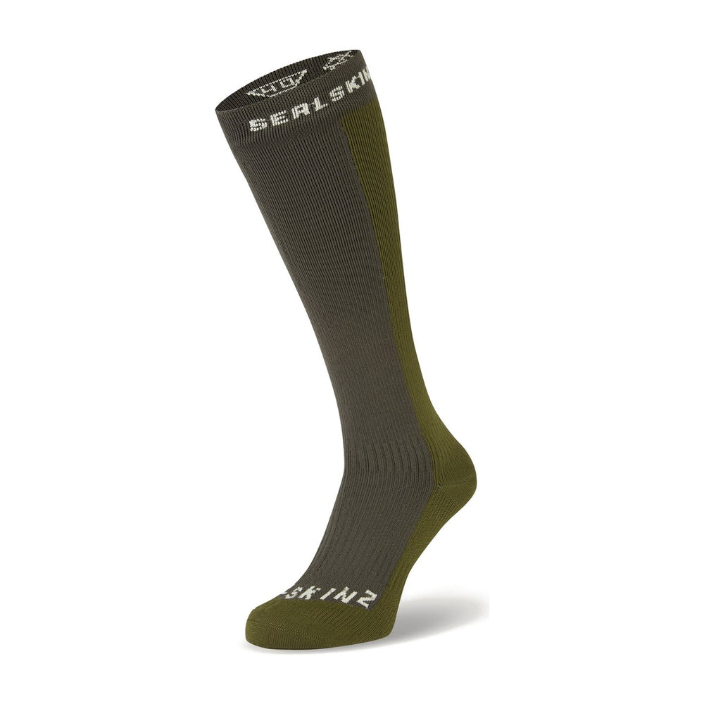 chaussettes-impermeables-hautes-sealskinz-worstead-olive-1