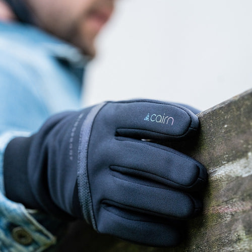 Gants vélo tactiles en cuir Cairn Okaro Touch portés
