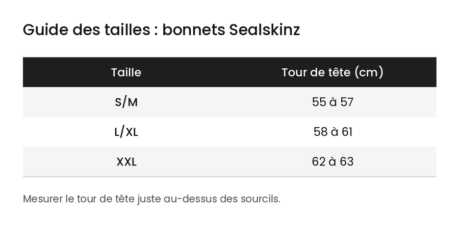 Guide des tailles bonnets Sealskinz