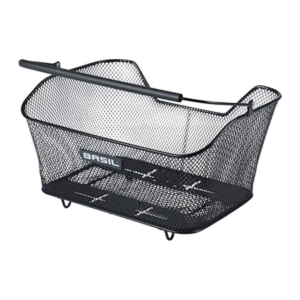 Panier arrière vélo Basil Base M MIK 14 L coloris Noir – detail de la maille et du cadre
