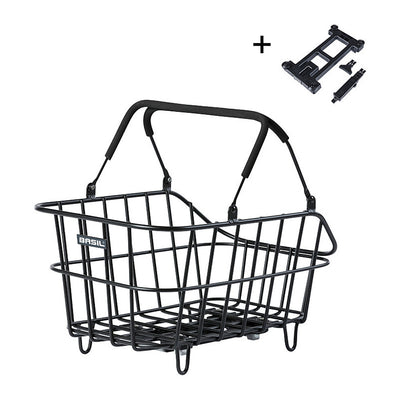 Panier arrière vélo Basil Cento Alu 22 L – Noir mat MIK – le panier Cento Alu noir mat, plaque MIK