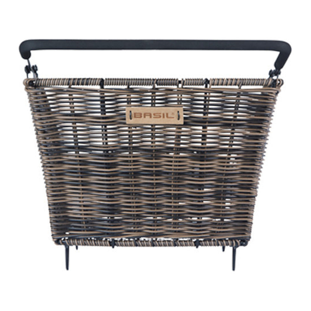 Panier arrière vélo Basil Cento Rattan Look Multi System NX 22 L coloris Nature Brown – fond Multi System NX vu du dessus