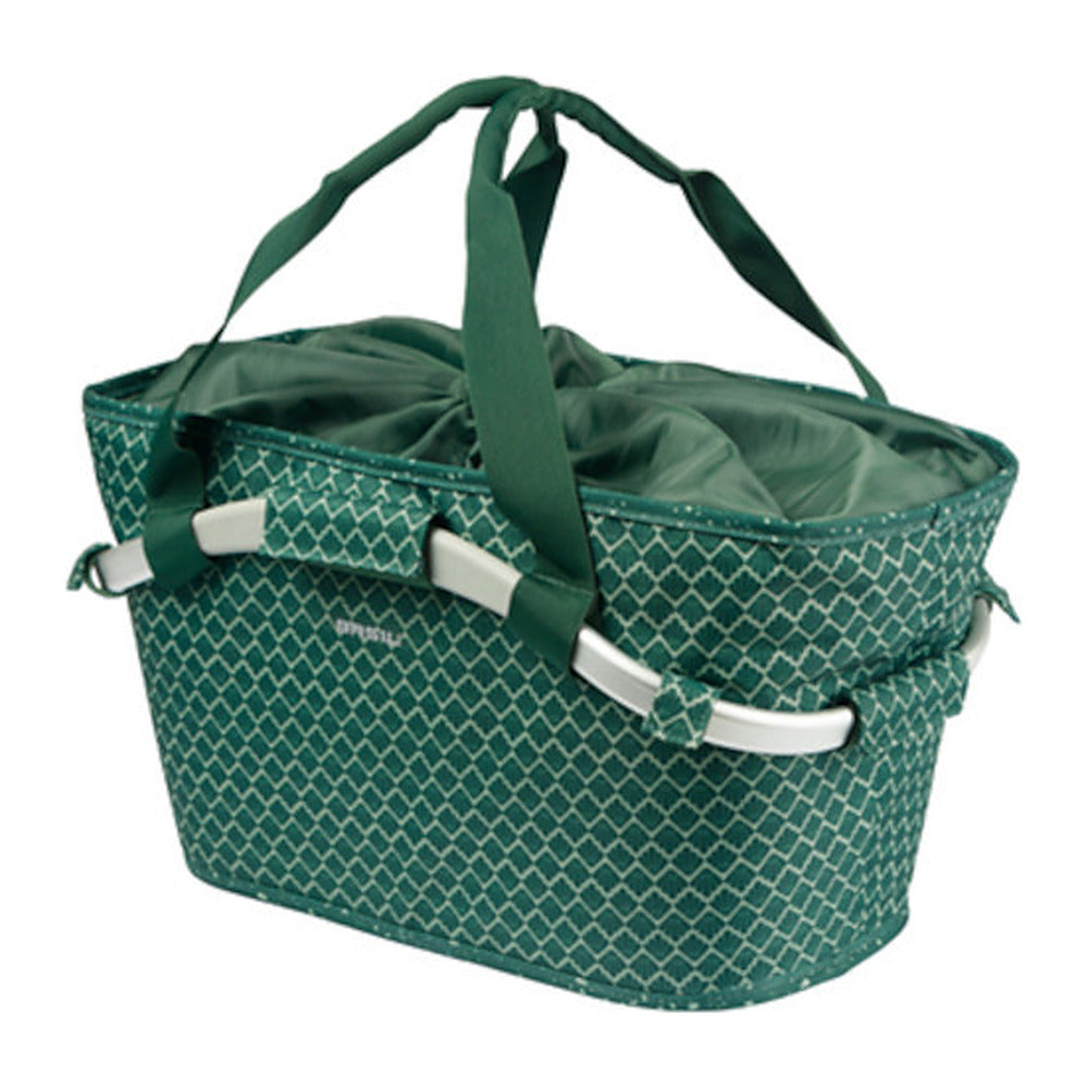 Panier arrière vélo Basil Flair Carry All MIK 22 L coloris Vert – vu de dessus, cordon de serrage