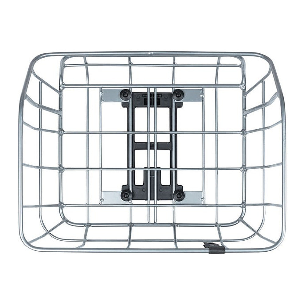 Panier arrière vélo Basil Portland MIK 25 L coloris Chrome – plaque de fixation MIK sous le panier