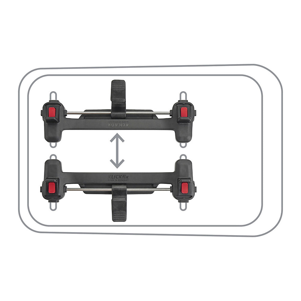 Panier arrière vélo KlickFix Aluminio GT 21 L – Fixation KorbKlip 2 – schema de l adaptateur KorbKlip
