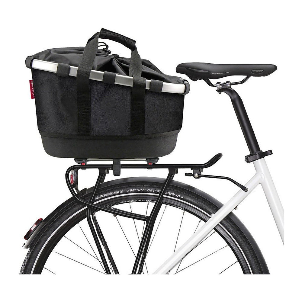 Panier arrière vélo KlickFix Reisenthel Bikebasket GT 21 L – Noir, UniKlip 2 – le panier monte sur le porte-bagages