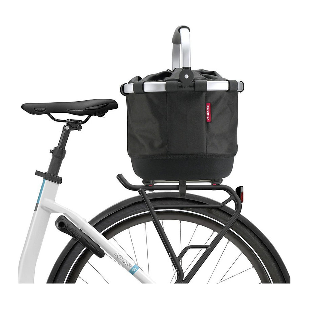 Panier arrière vélo KlickFix Reisenthel Carrybag GT 24 L – Noir, UniKlip 2 – le panier monte sur le porte-bagages