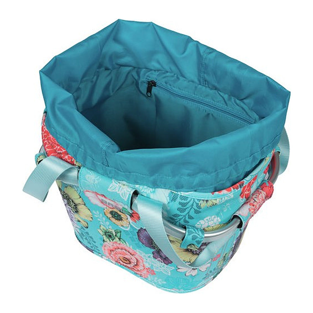 Panier avant vélo Basil Bloom Field Carry All KF 15 L coloris Bleu – interieur et cordon de serrage