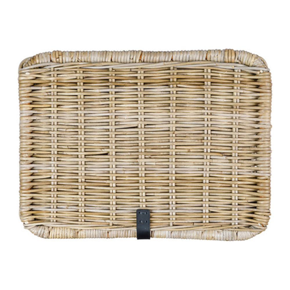 Panier avant vélo Basil Dax L rotin avec couvercle coloris Gris – vue de dessus