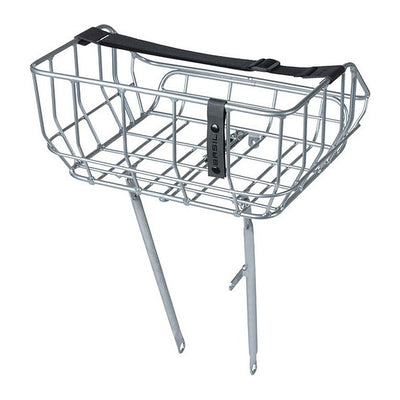 Panier avant vélo Basil Portland 25 L coloris Chrome – vue trois quarts