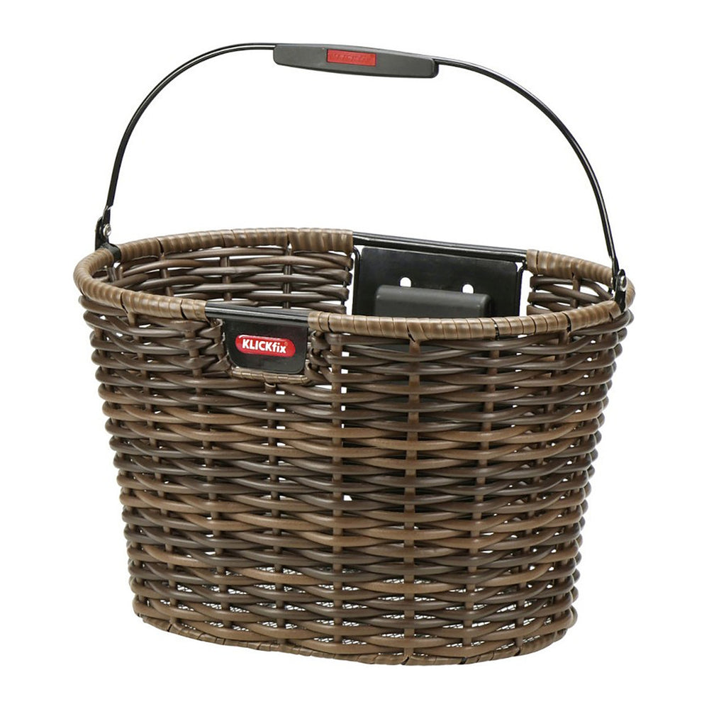 Panier avant vélo KlickFix Structura Oval 16 L – Marron – le panier vu de trois quarts