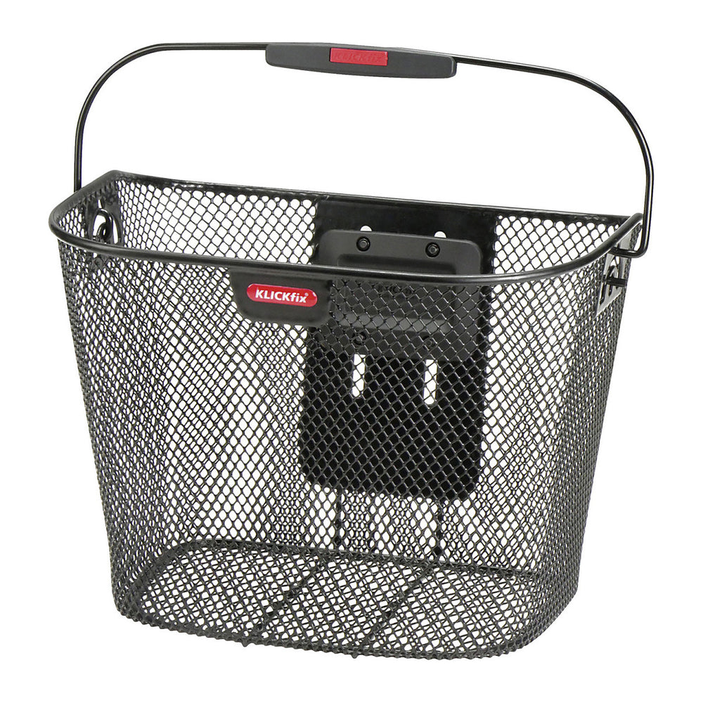 Panier avant vélo KlickFix Uni 16 L – Uni noir – le panier vu de trois quarts