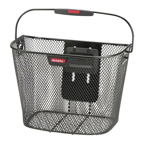 Panier avant vélo KlickFix Uni 16 L – Uni noir – le panier vu de trois quarts