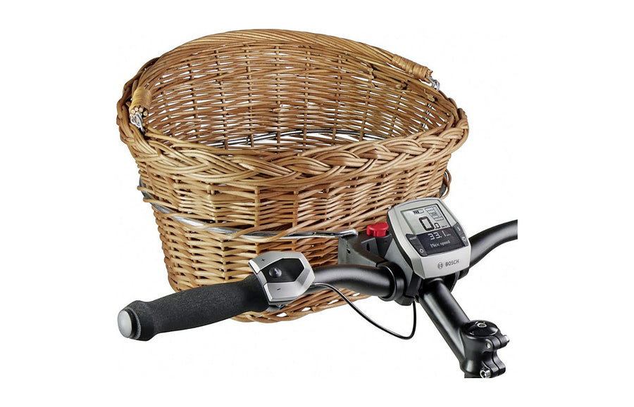 Panier osier KlickFix sur sa fixation de guidon