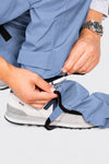 Pantalon de pluie Hello Rain Storm 20K Pearl Blue, fixation du couvre-chaussure Click