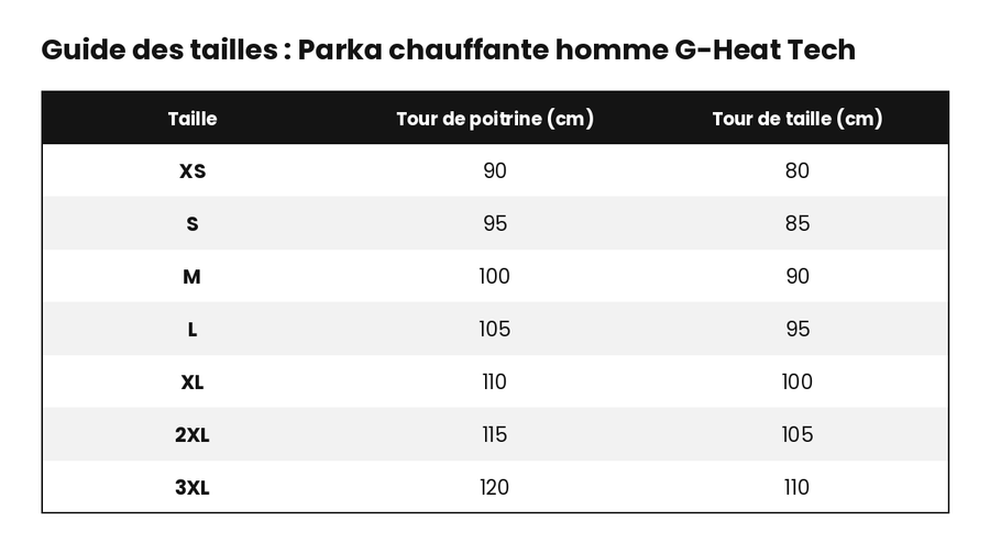parka-chauffante-g-heat-tech-guide-tailles