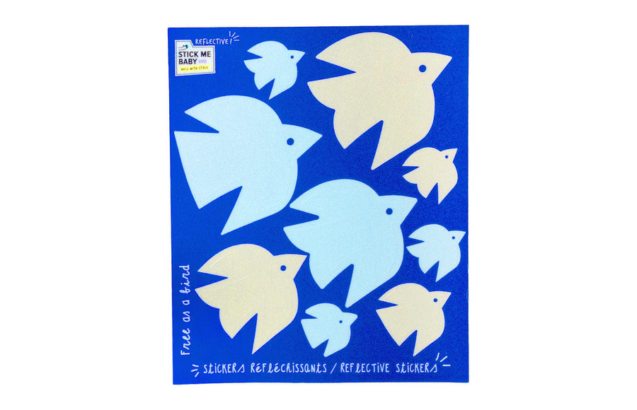 Planche mini stickers réfléchissants Stick me Baby : Oiseaux, planche vue de face