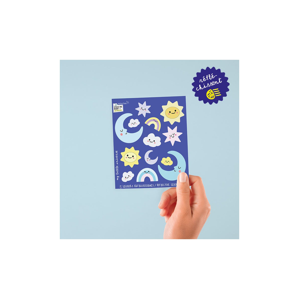 Planche mini stickers réfléchissants Stick me Baby : Univers, planche en situation