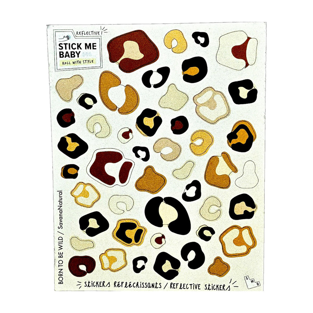 Planche de stickers réfléchissants Stick me Baby : Léopard, effet réfléchissant au flash