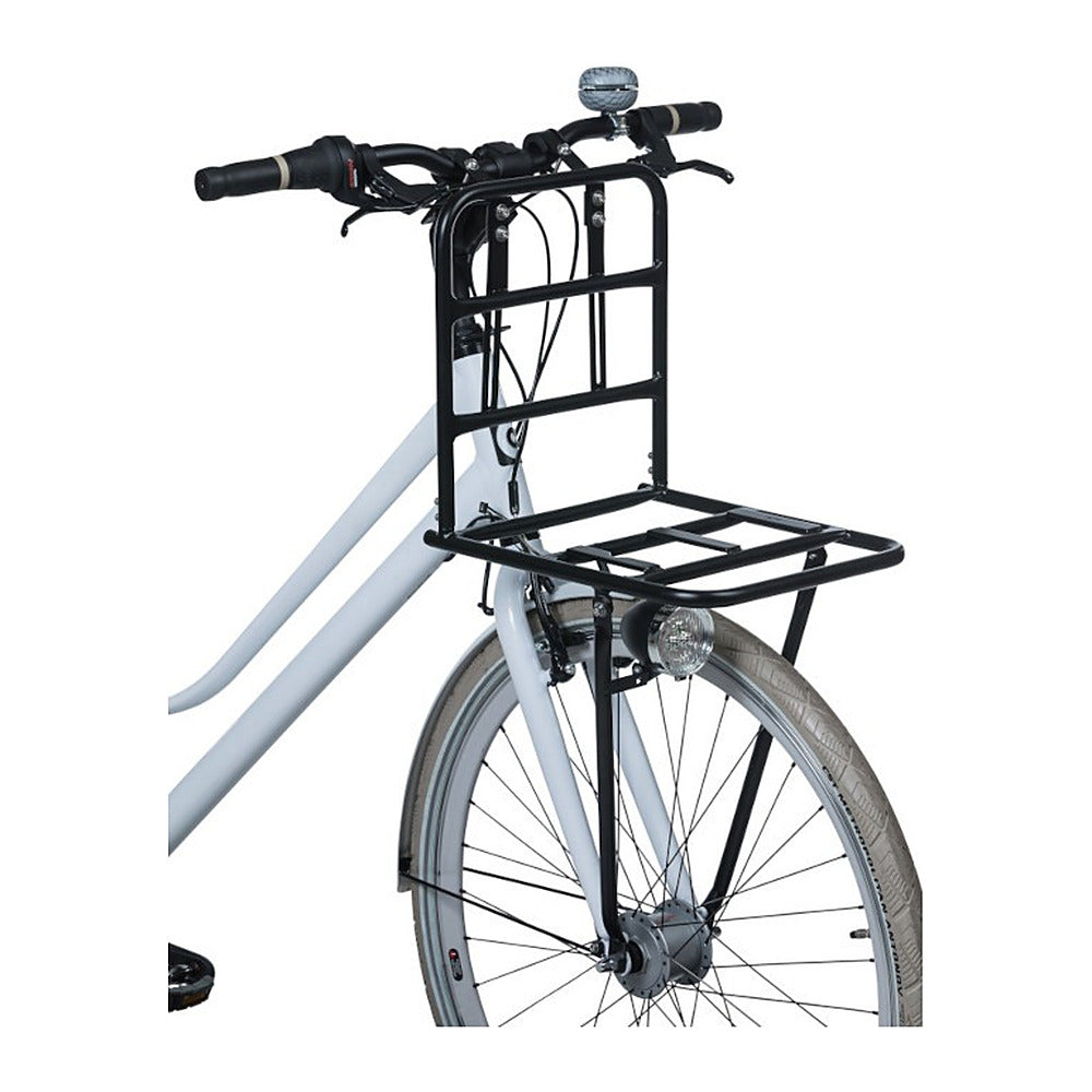 Porte-bagages avant vélo Basil Front Carrier L MIK coloris Noir mat – crochets de cintre et pattes de fixation