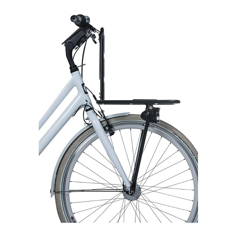 Porte-bagages avant vélo Basil Front Carrier L MIK coloris Noir mat – profils MIK integres au plateau