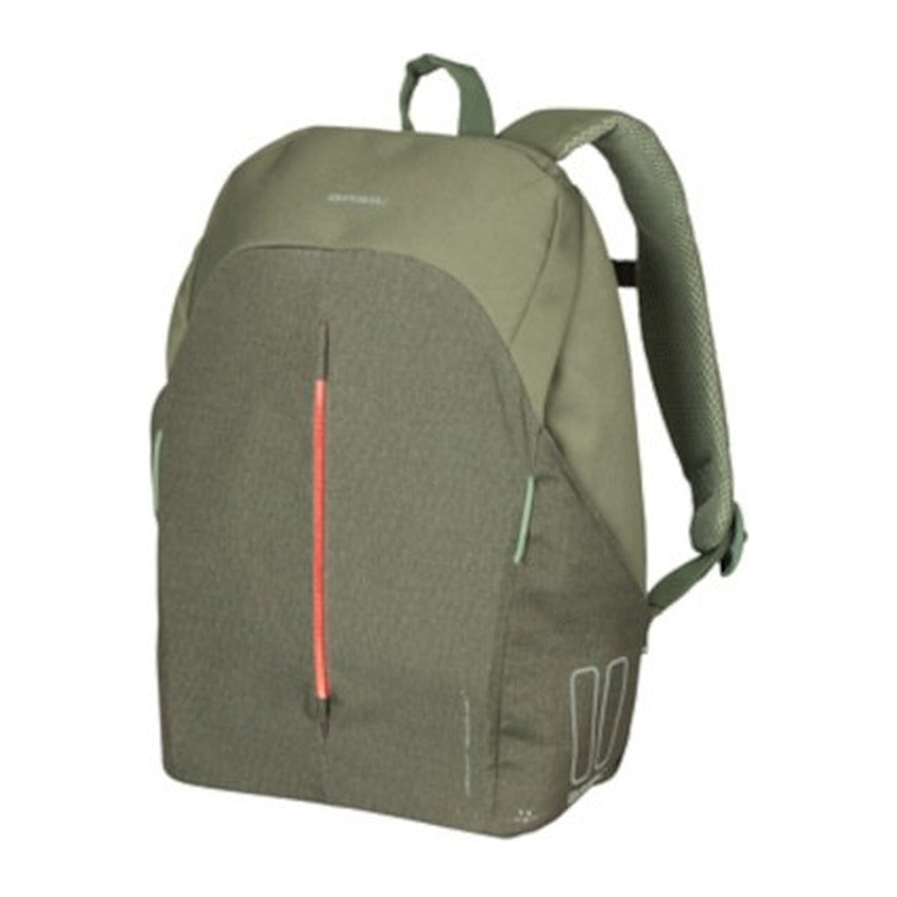 Sac à dos vélo Basil B-Safe Nordlicht 13 L coloris Vert – vue de face, bande LED