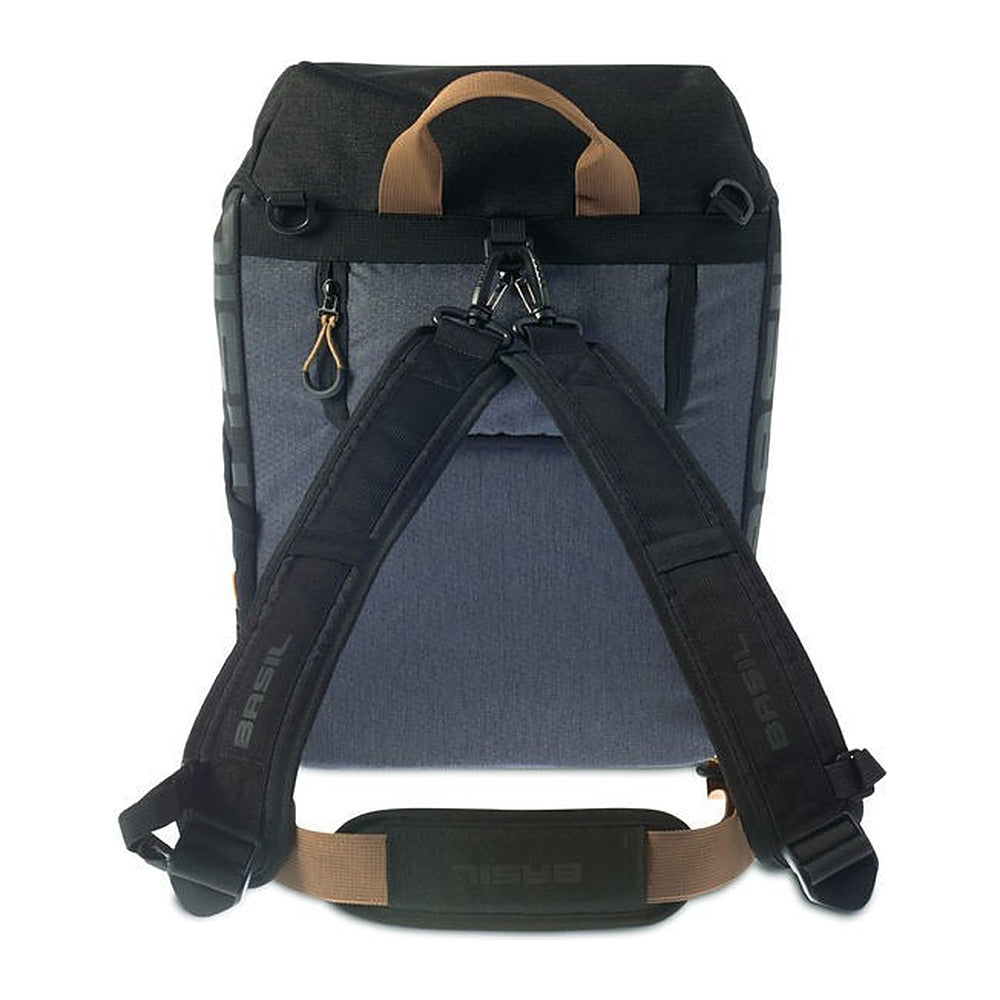 Sac à dos vélo Basil Miles 17 L coloris Black Slate – dos et bretelles rembourrees