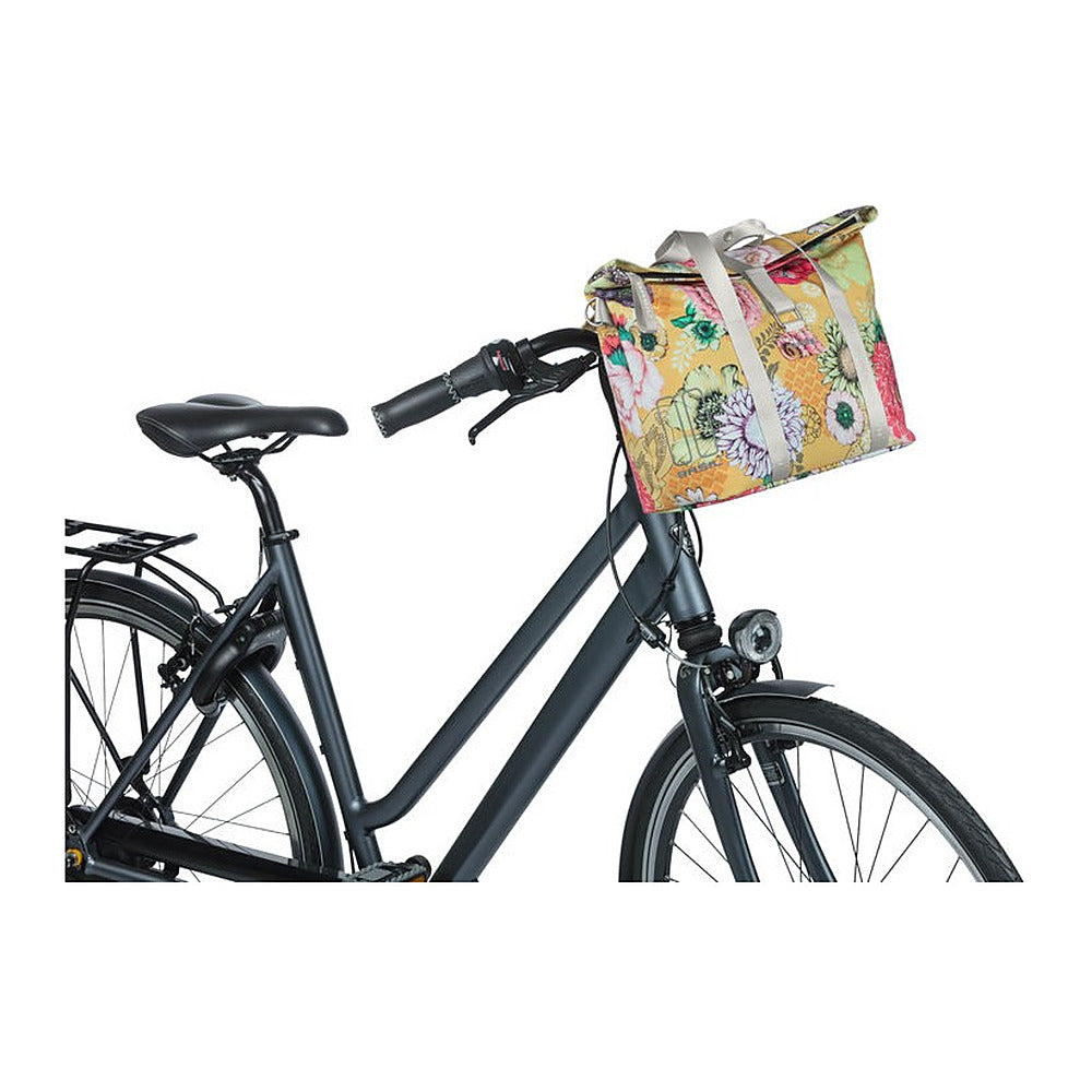 Sac à main vélo Basil Bloom Field KF 11 L coloris Honey Yellow – monte sur le guidon d un velo