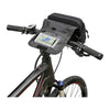 Sac à main vélo KlickFix Allegra et SmartBag Touch – SmartBag Touch 1,8 L, noir et rouge – le rabat fixe a la potence, ecran en vue