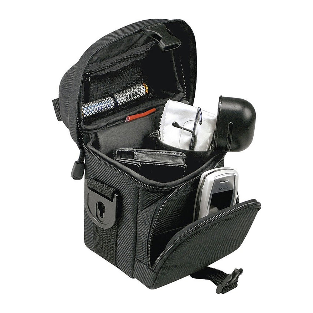 Sacoche de guidon KlickFix Allrounder, Smile et Ultima – Allrounder XS 1,5 L – la sacoche ouverte avec un appareil photo