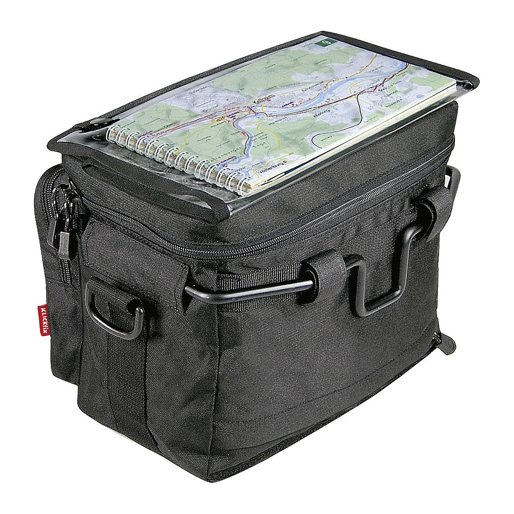 Sacoche de guidon KlickFix Daypack – Daypack souple 8 L – le porte-carte transparent avec une carte routiere