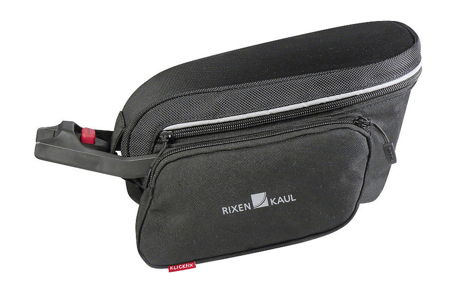 Sacoche KlickFix Contour montee sur les rails de la selle