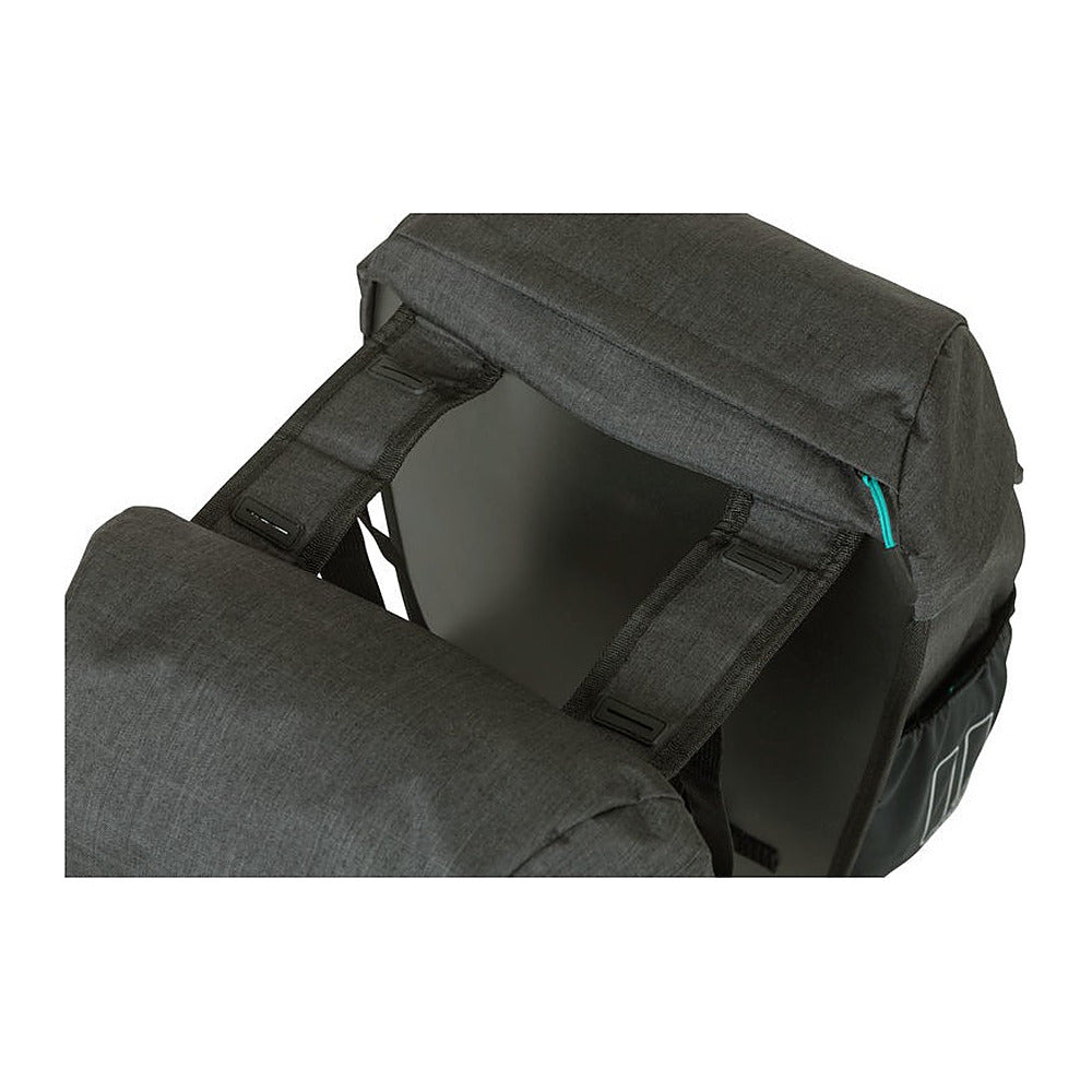Sacoche double vélo Basil Discovery 365D M 18 L coloris Noir Mêlée – vue rapprochee de profil