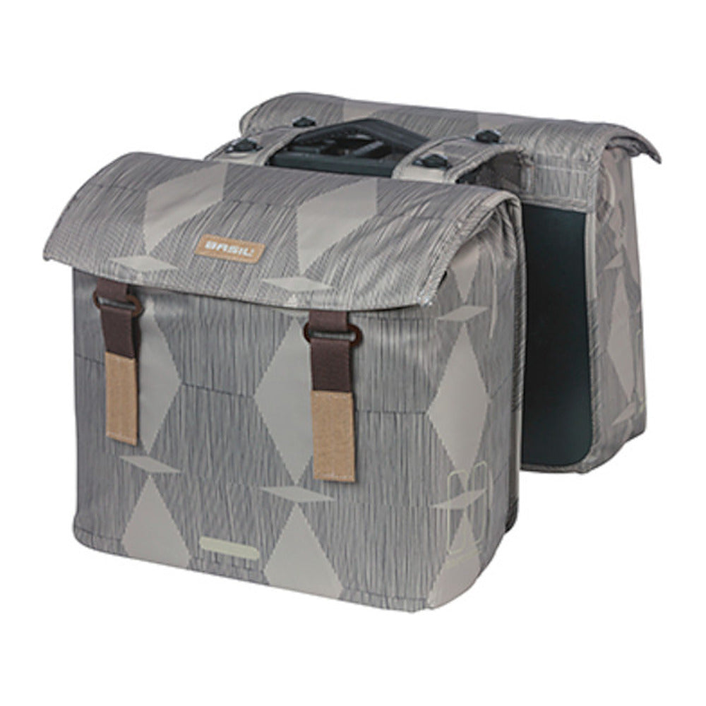 Sacoche double vélo Basil Elegance MIK 40 L coloris Chateau Taupe – la paire, vue trois quarts