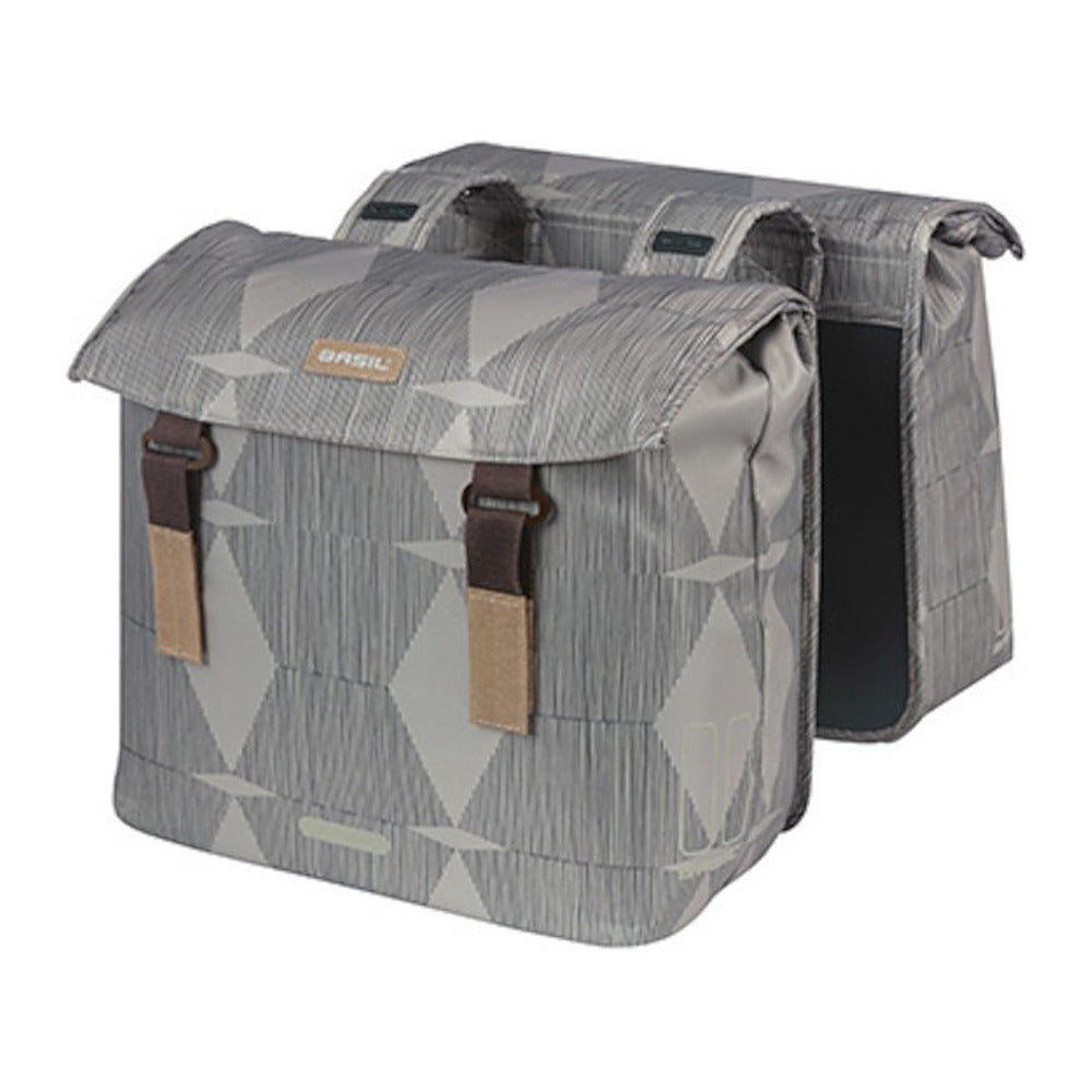 Sacoche double vélo Basil Elegance Universal Bridge 49 L coloris Chateau Taupe – la paire montee