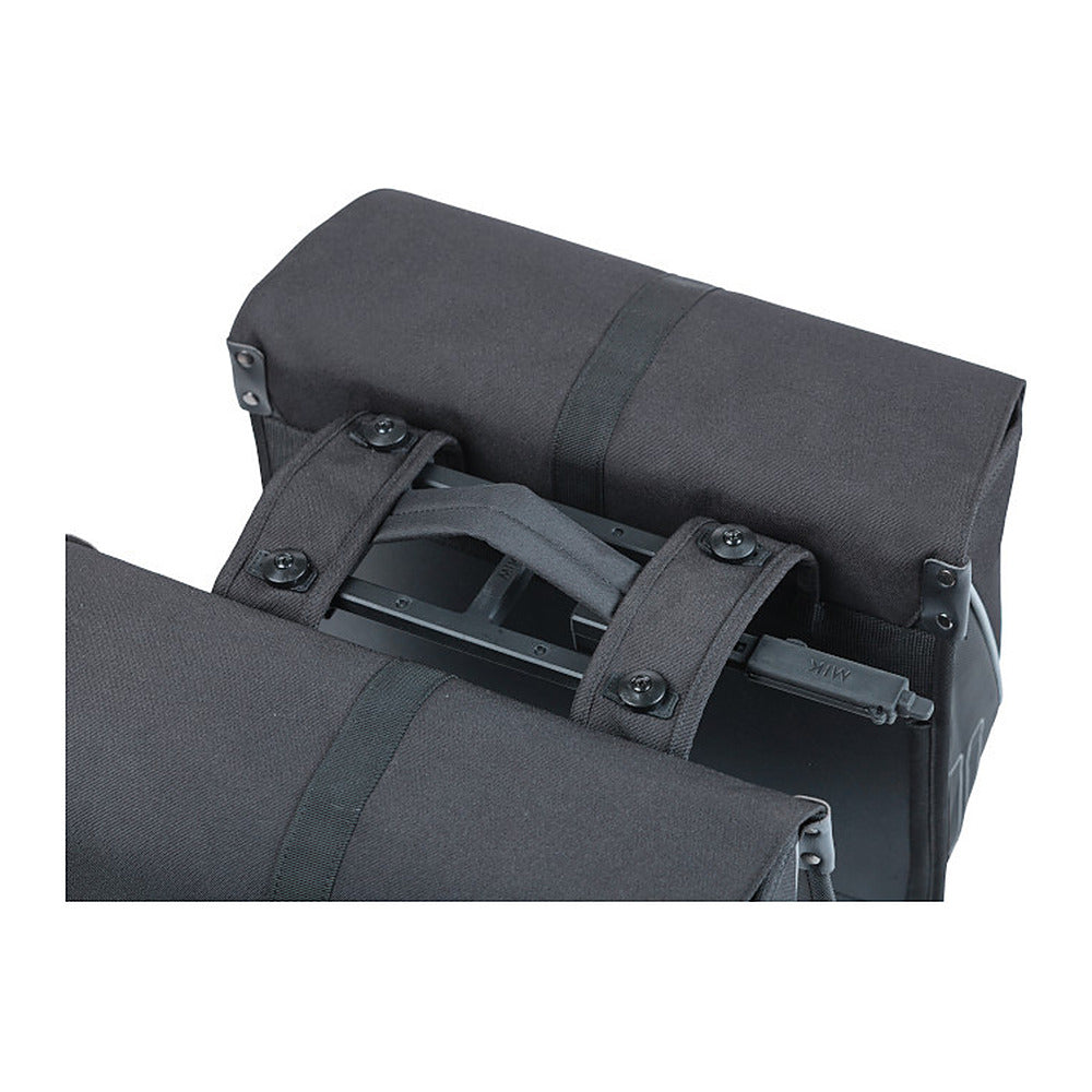 Sacoche double vélo Basil Forte MIK 35 L coloris Noir – plaque de fixation MIK