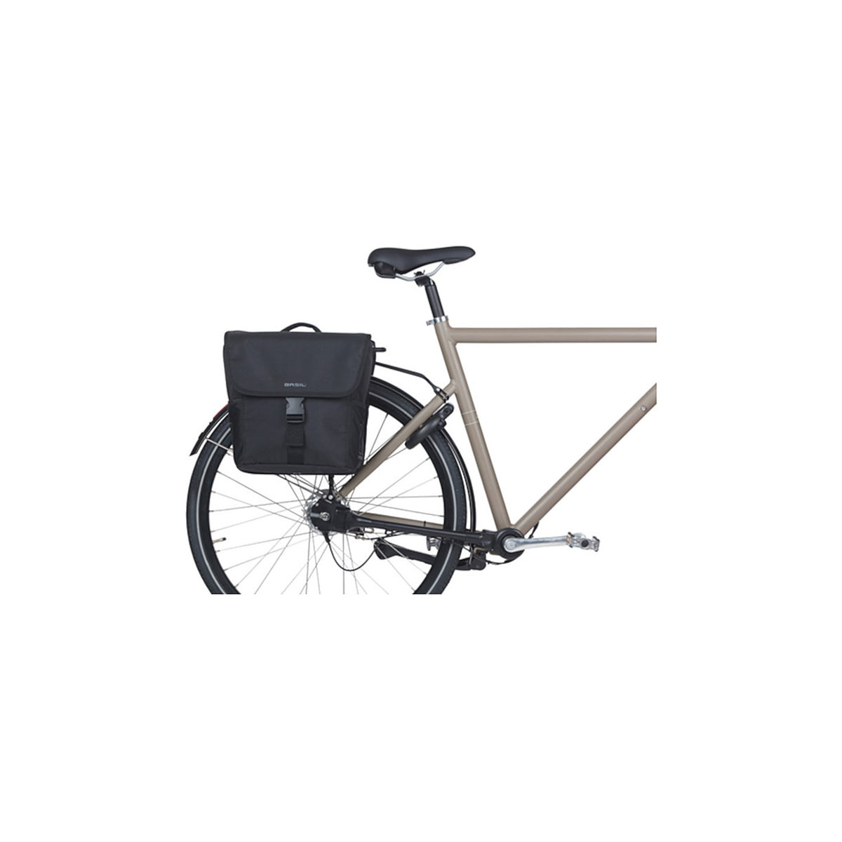 Sacoche double Basil Go MIK montee sur un velo