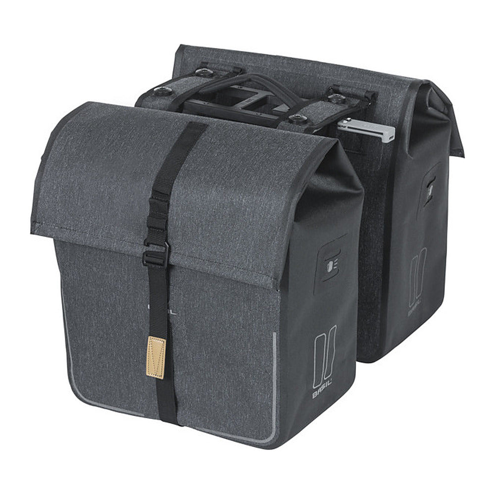 Sacoche double vélo Basil Urban Dry MIK 50 L coloris Charcoal – la paire fermee