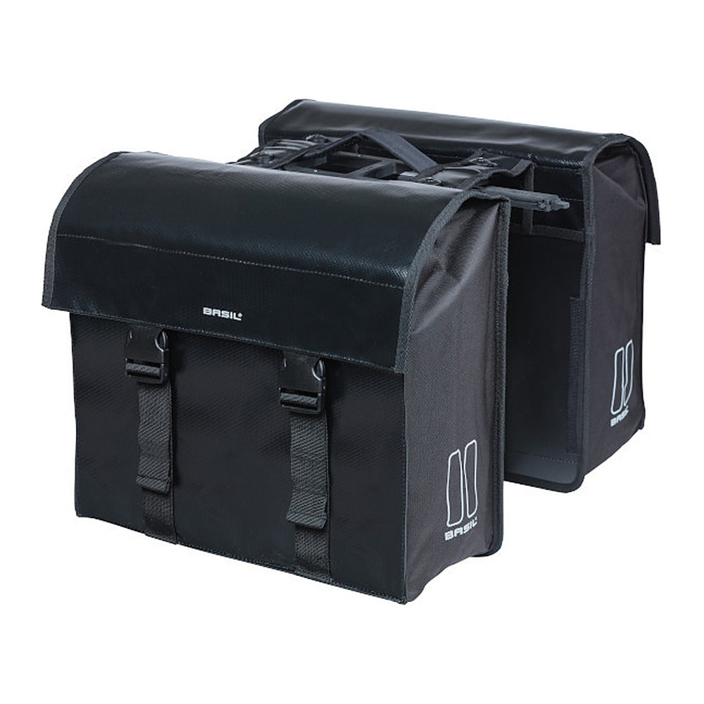 Sacoche double vélo Basil Urban Load MIK 48-53 L coloris Noir – la paire vue de trois quarts